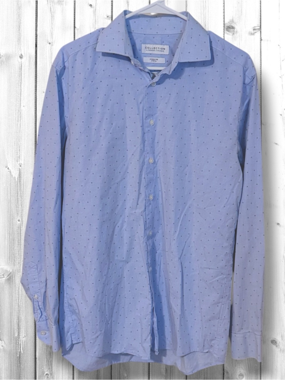 🌼Collection by Michael Strahan Light Blue Micro Dot Men's Dress Shirt